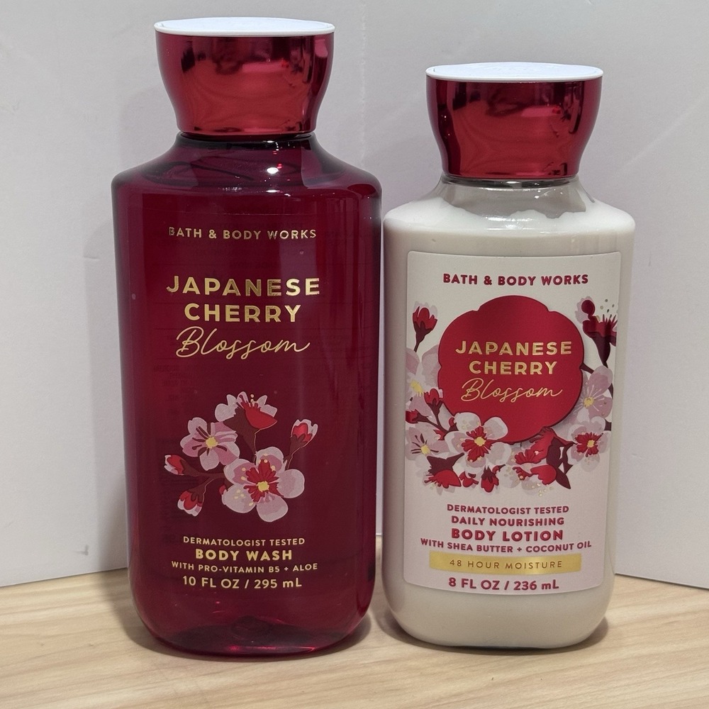 Bath & Body Works Japanese Cherry Blossom Body Lotion & Body Wash Set NEW